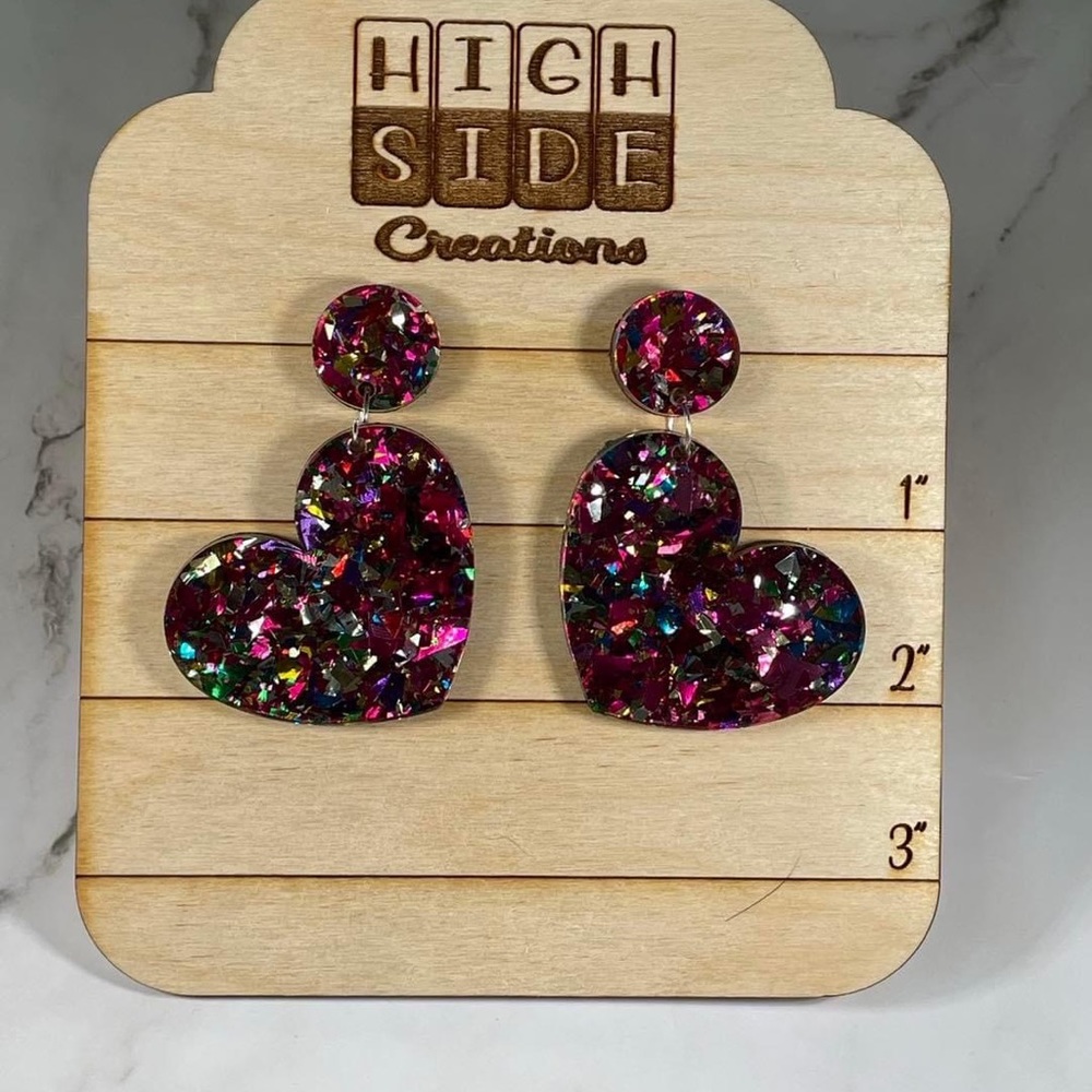 ❤️Sparkly heart acrylic earrings ❤️